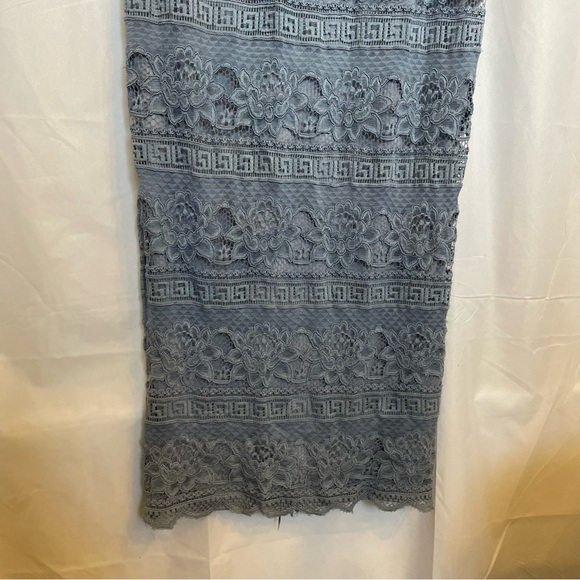 ADRIANNA PAPELL Women’s Blue Lace Beaded Full Length Formal Dress Size Small - Picture 4 of 16